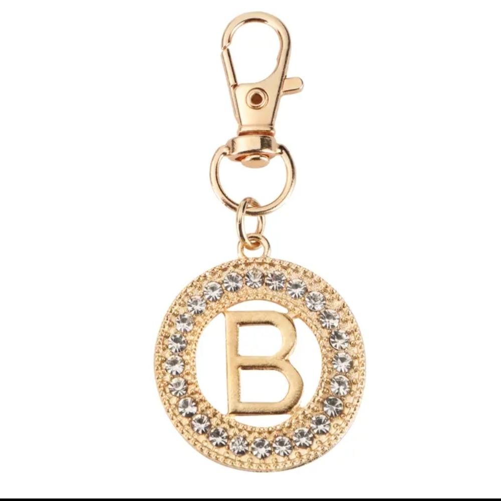 Gold and Silver Monogram Keychain. "B"